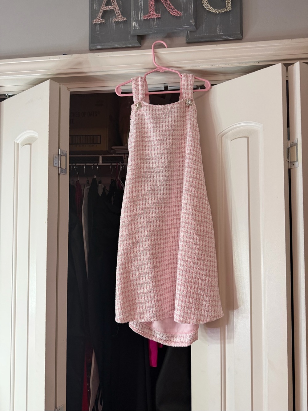 Pink Tweed Pinafore Dress for Girls - Cute Layered A-Line
